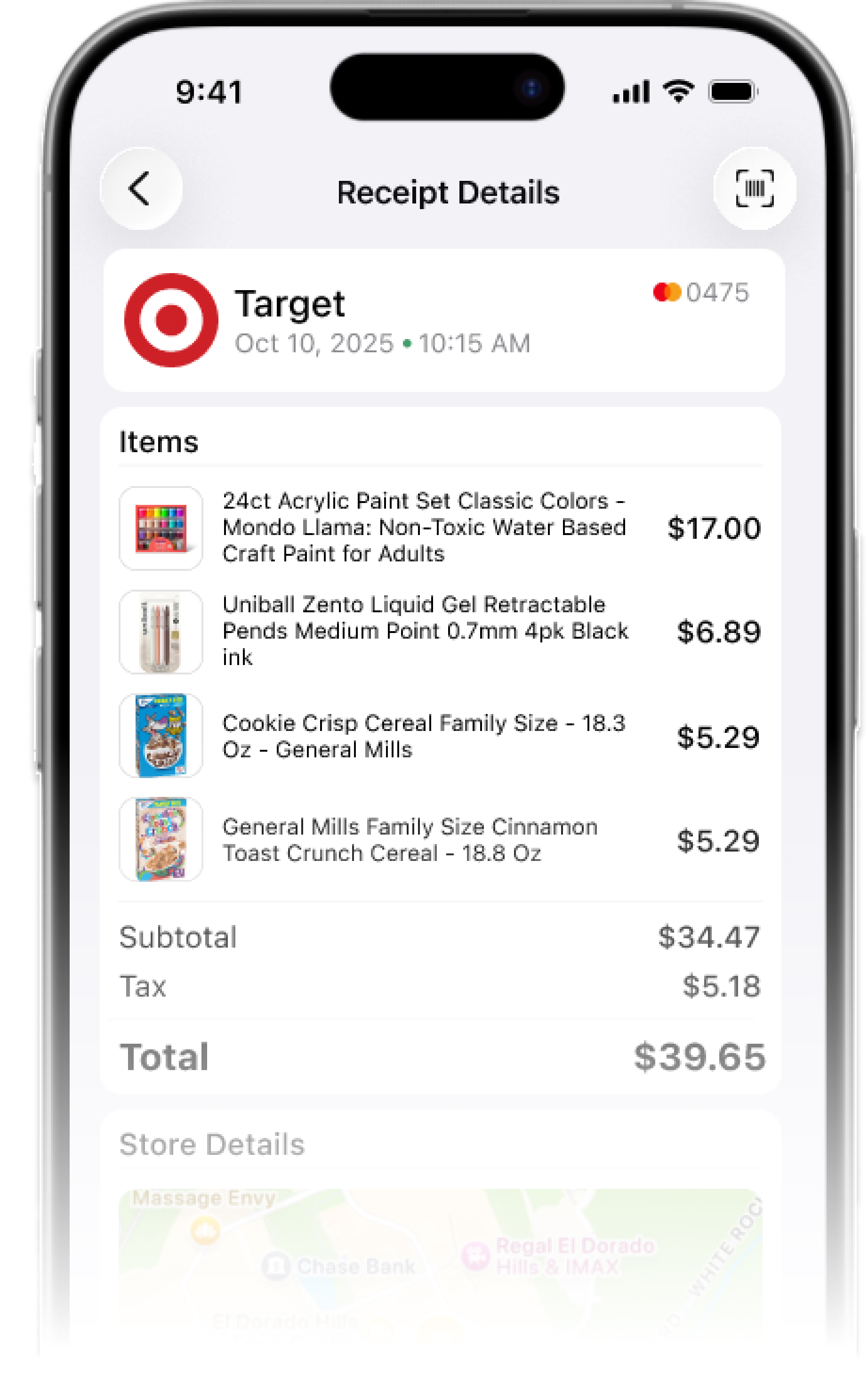 Finova App — Receipt Details